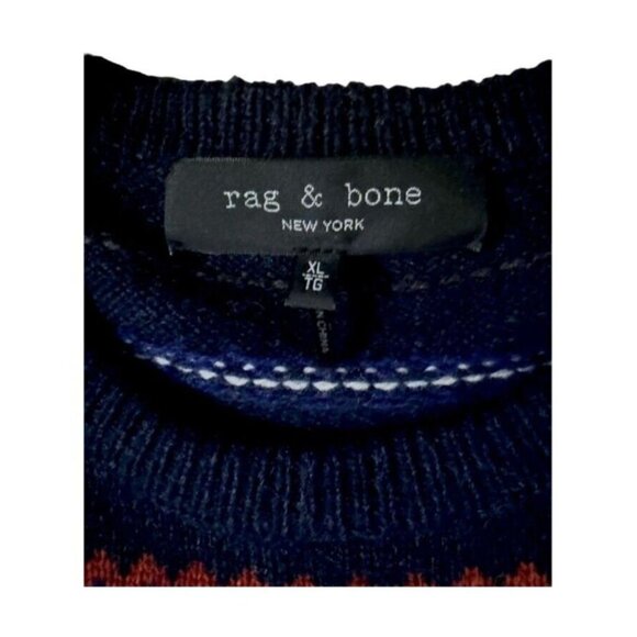 Rag & Bone Mens Multi Wesley Fair Isle Wool Crewneck Sweater Size XL NWOT - Picture 3 of 5